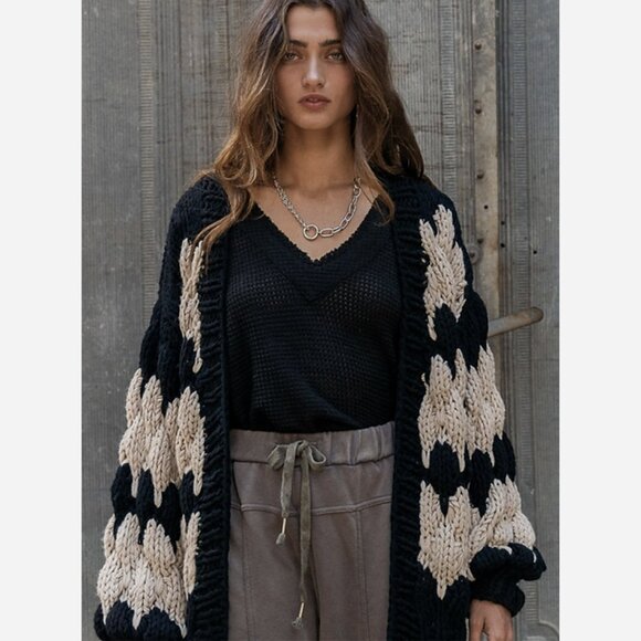 Cozy Hand Knit Chunky Cardigan - Relaxed Fit, Super Soft - Picture 2 of 7